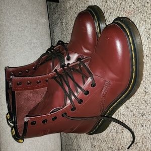 Dr. Marten Red/ Cranberry Airware Moto Boots